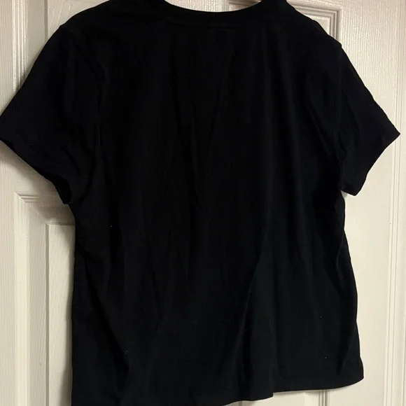DKNY Womens Black Tee with Silver Glitter Logo XL more like M . - Picture 4 of 4